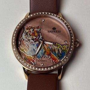 Empress Tiger Watch With Brown Leather Band